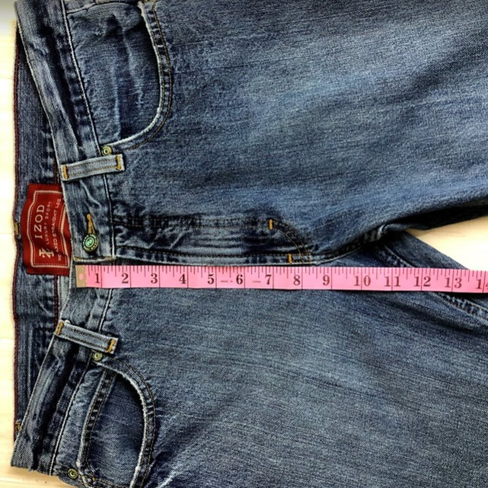 Izod Men's Denim Blue Jeans Relaxed Straight - Picture 7 of 11